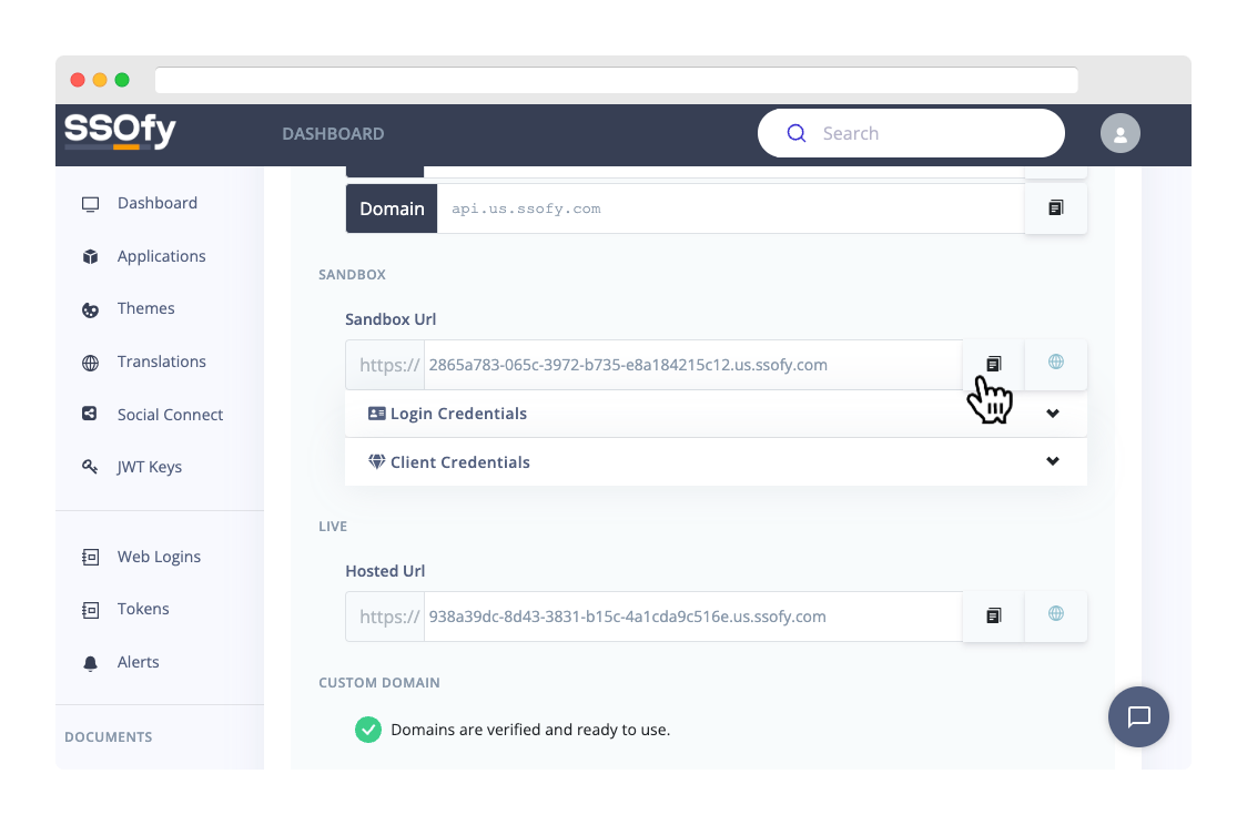 SSOfy Sandbox Credentials